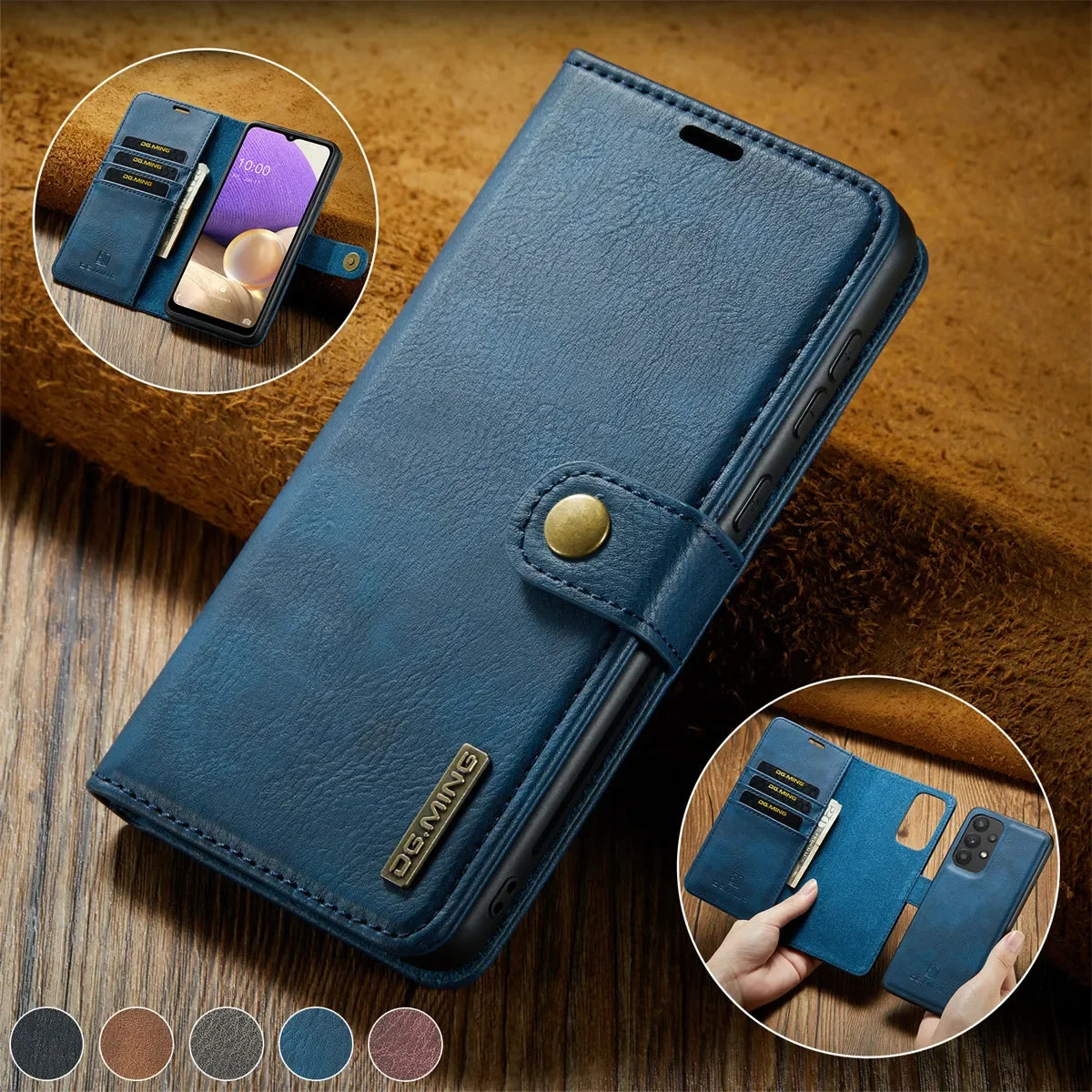 Premium iPhone Case Wallet MagSafe Compatible Detachable Magnetic Leather Shockproof Protective Cover Card Holder Camera Lens Protection Slim Design