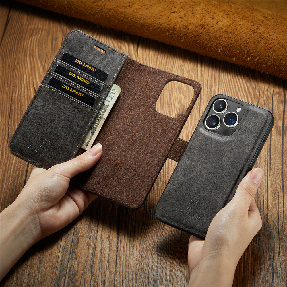 Premium iPhone Case Wallet MagSafe Compatible Detachable Magnetic Leather Shockproof Protective Cover Card Holder Camera Lens Protection Slim Design
