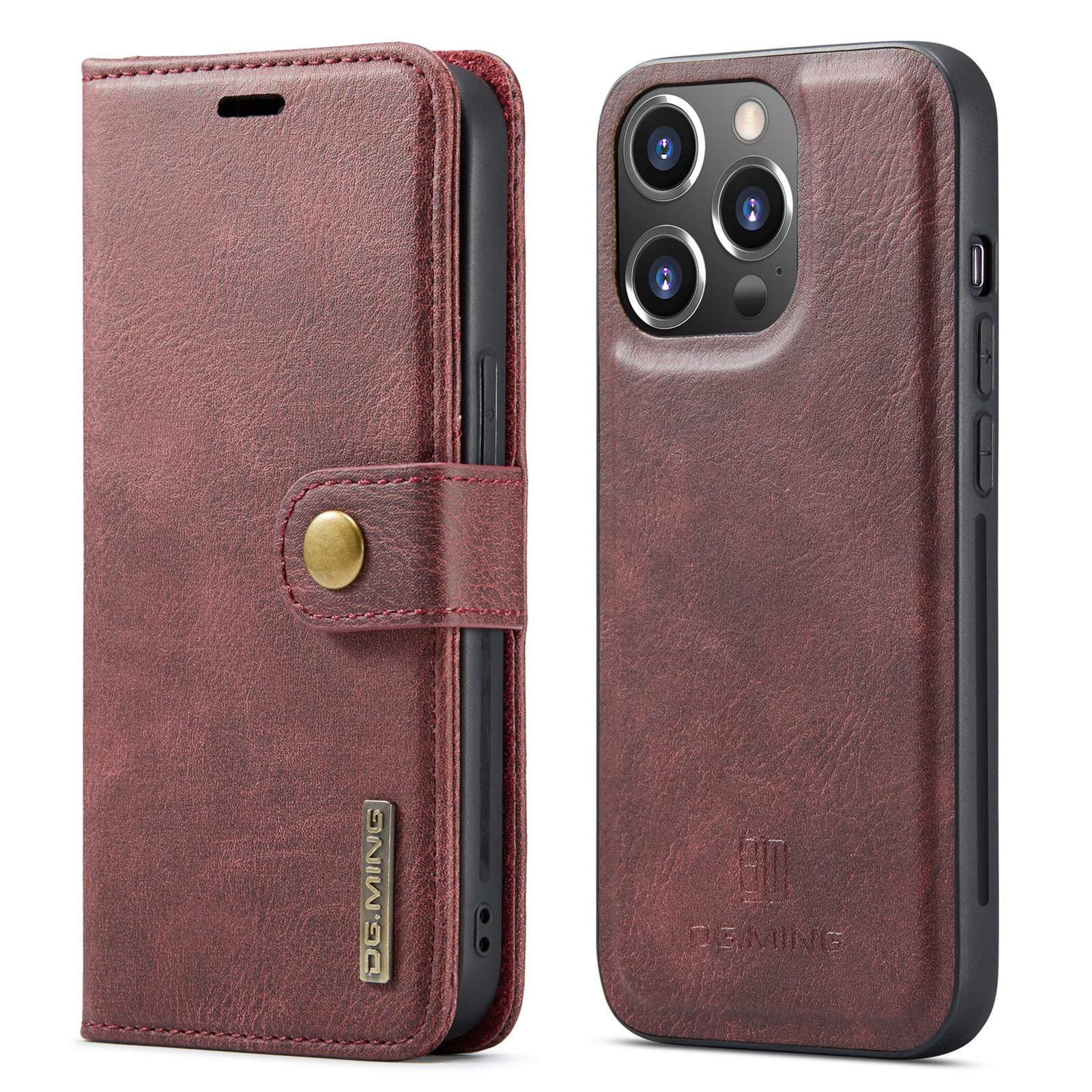 Premium iPhone Case Wallet MagSafe Compatible Detachable Magnetic Leather Shockproof Protective Cover Card Holder Camera Lens Protection Slim Design