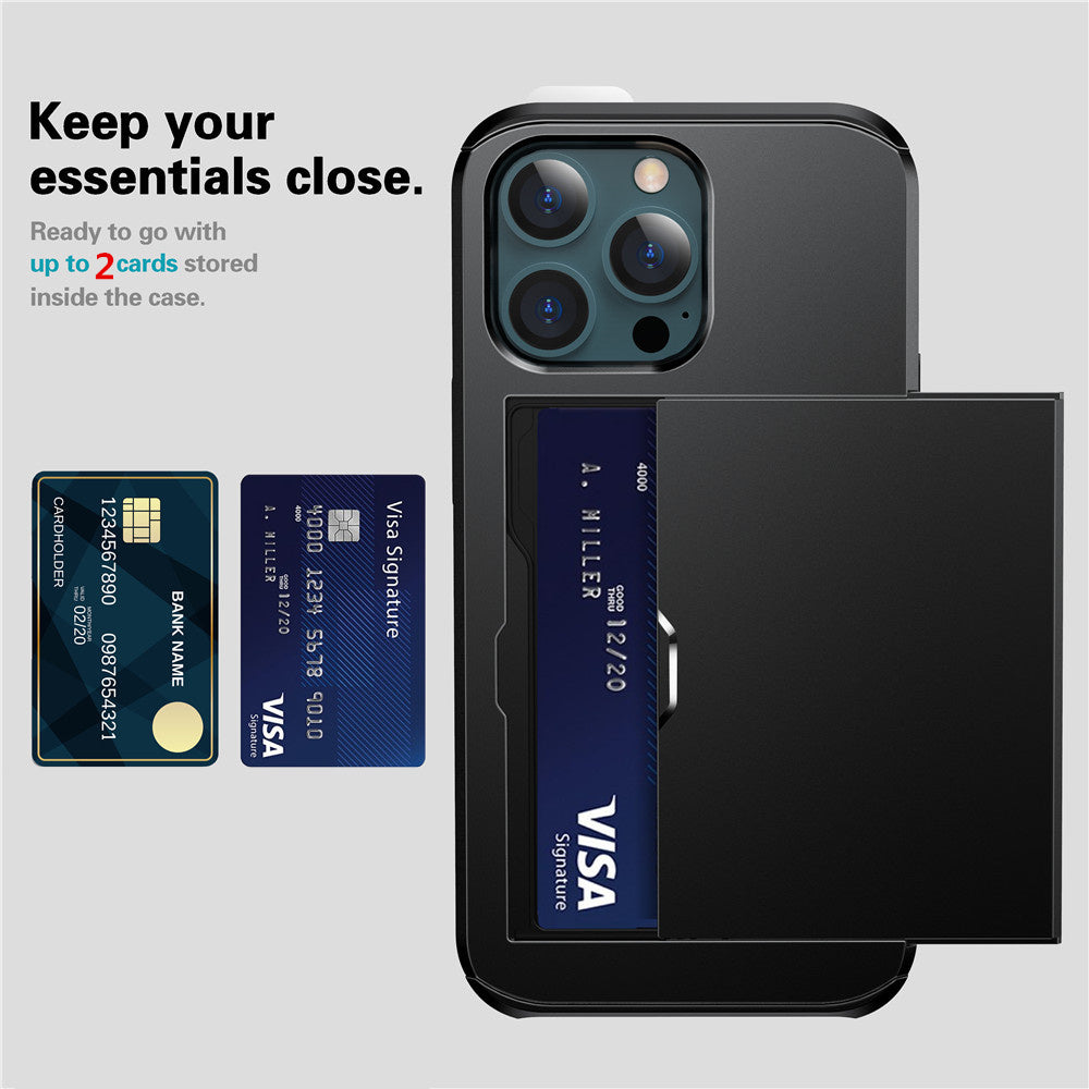 Premium iPhone Case Wallet MagSafe Compatible Dual Layer Slider Card Holder Shockproof Protective Cover Camera Lens Protection Slim Design