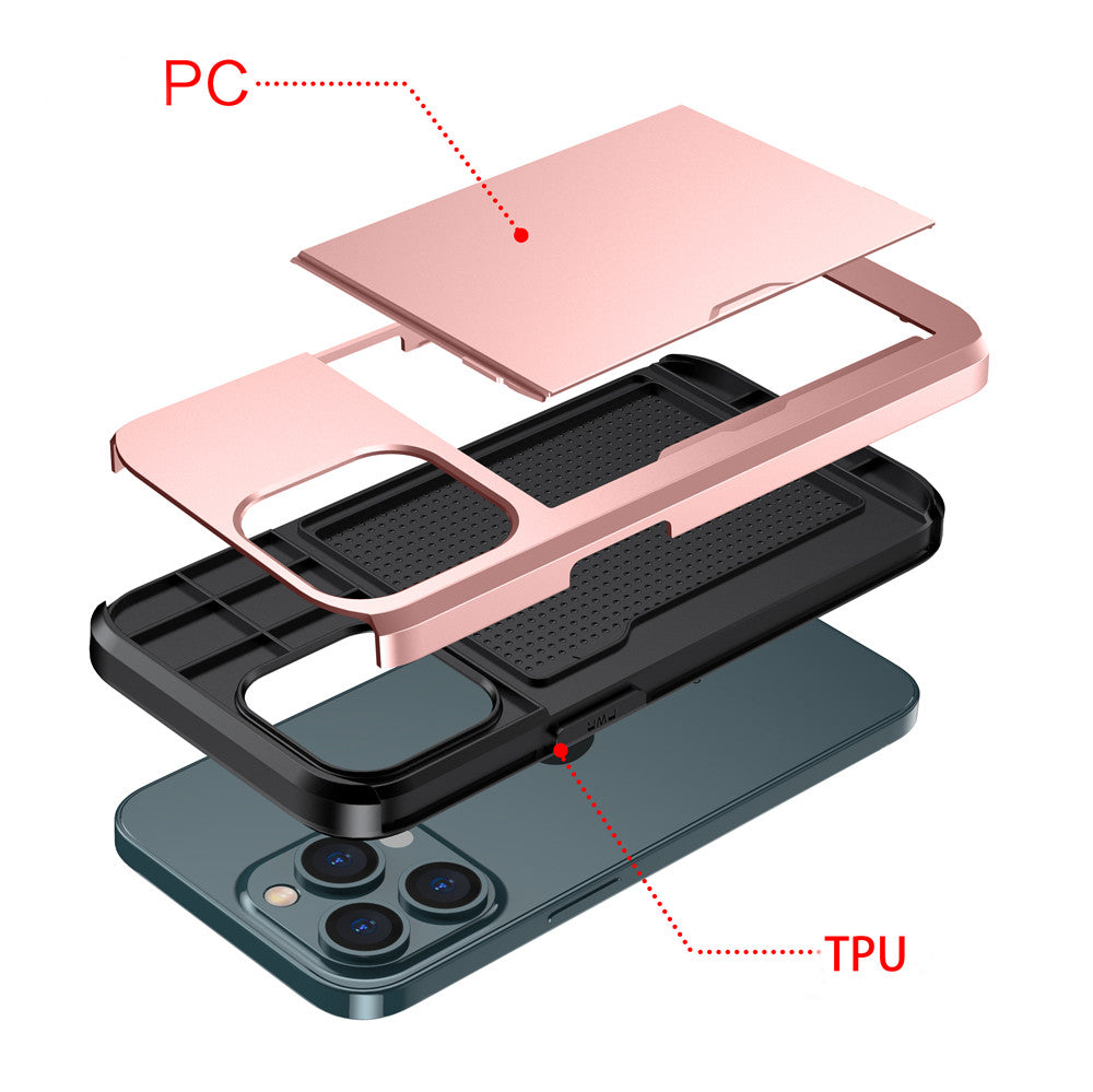 Premium iPhone Case Wallet MagSafe Compatible Dual Layer Slider Card Holder Shockproof Protective Cover Camera Lens Protection Slim Design