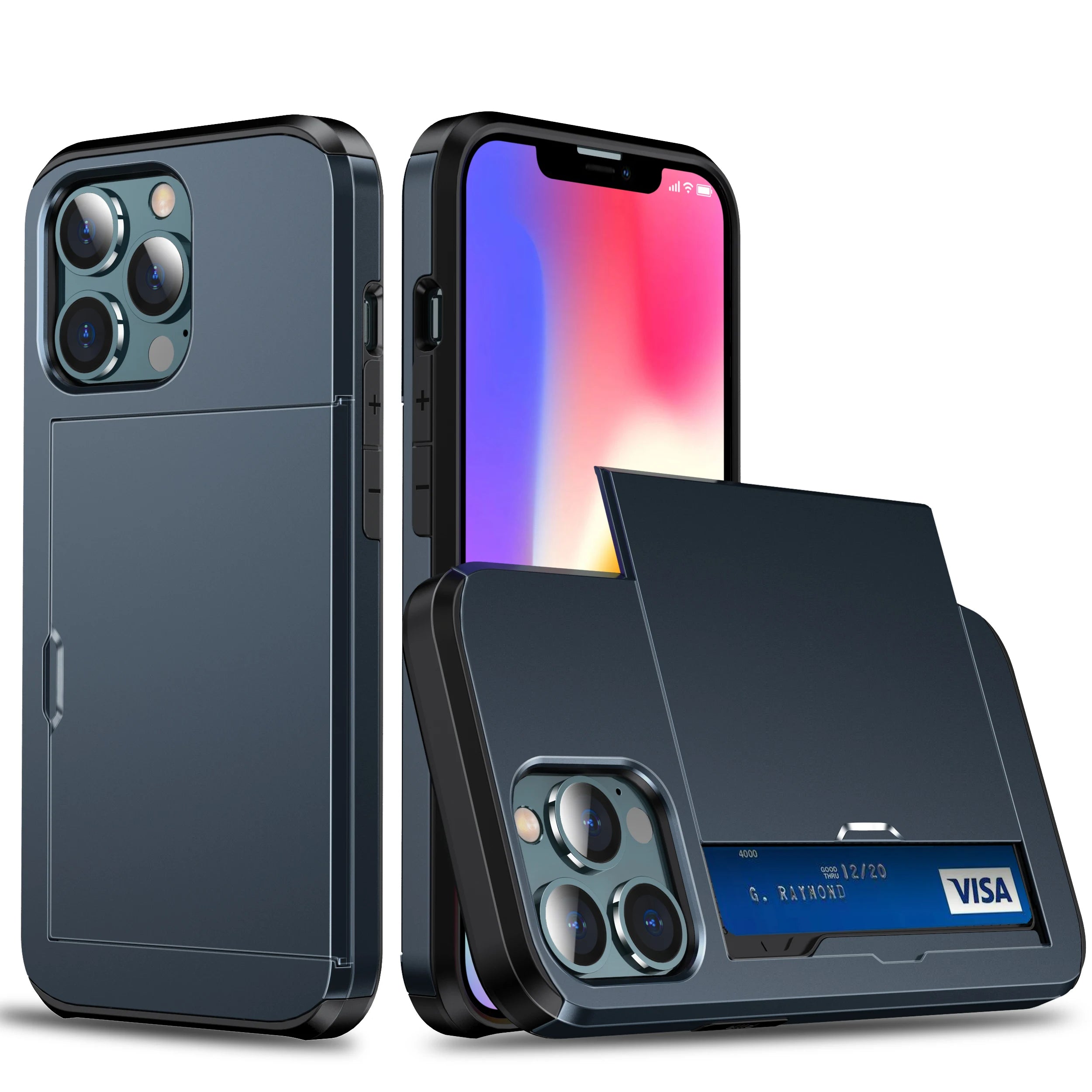 Premium iPhone Case Wallet MagSafe Compatible Dual Layer Slider Card Holder Shockproof Protective Cover Camera Lens Protection Slim Design