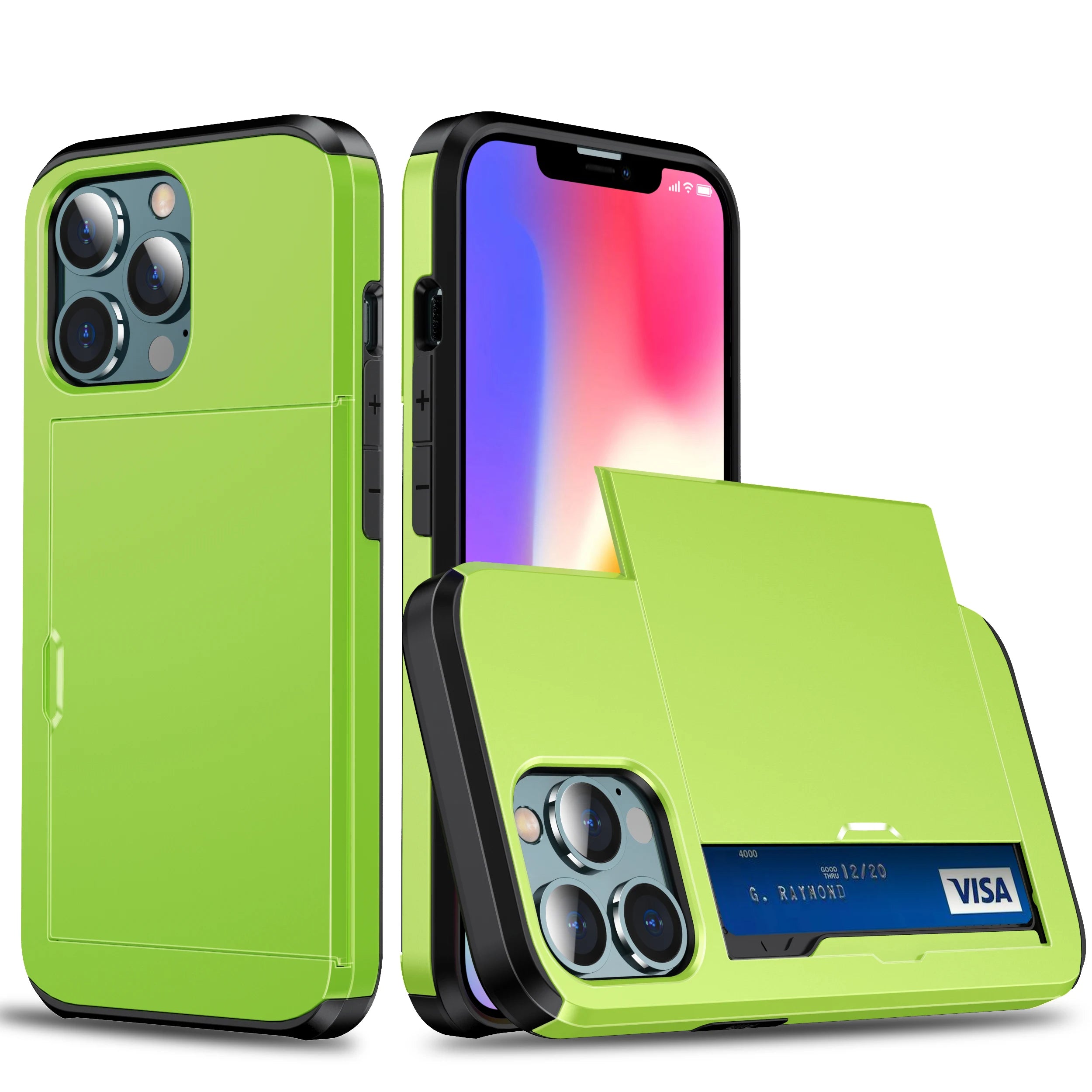 Premium iPhone Case Wallet MagSafe Compatible Dual Layer Slider Card Holder Shockproof Protective Cover Camera Lens Protection Slim Design