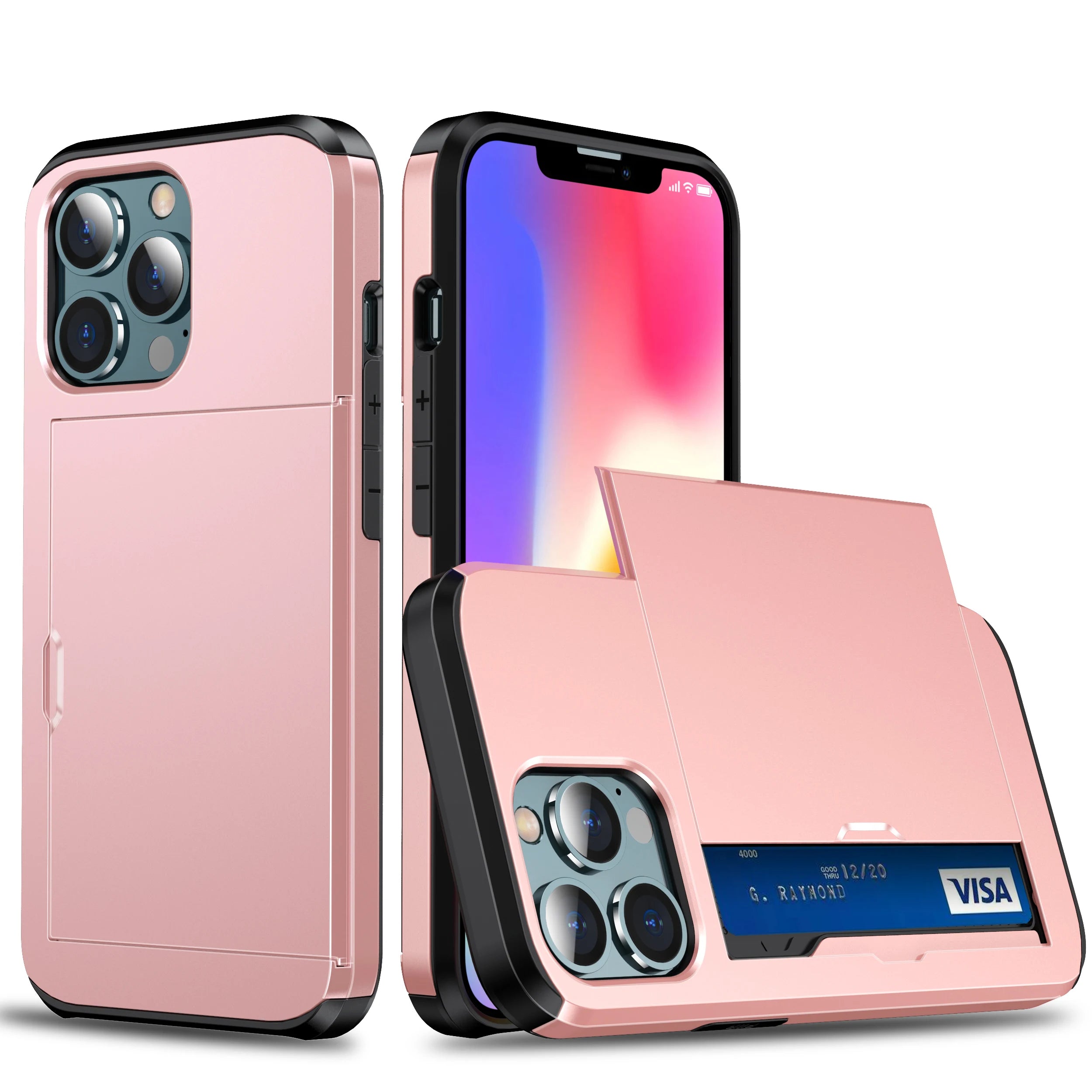 Premium iPhone Case Wallet MagSafe Compatible Dual Layer Slider Card Holder Shockproof Protective Cover Camera Lens Protection Slim Design