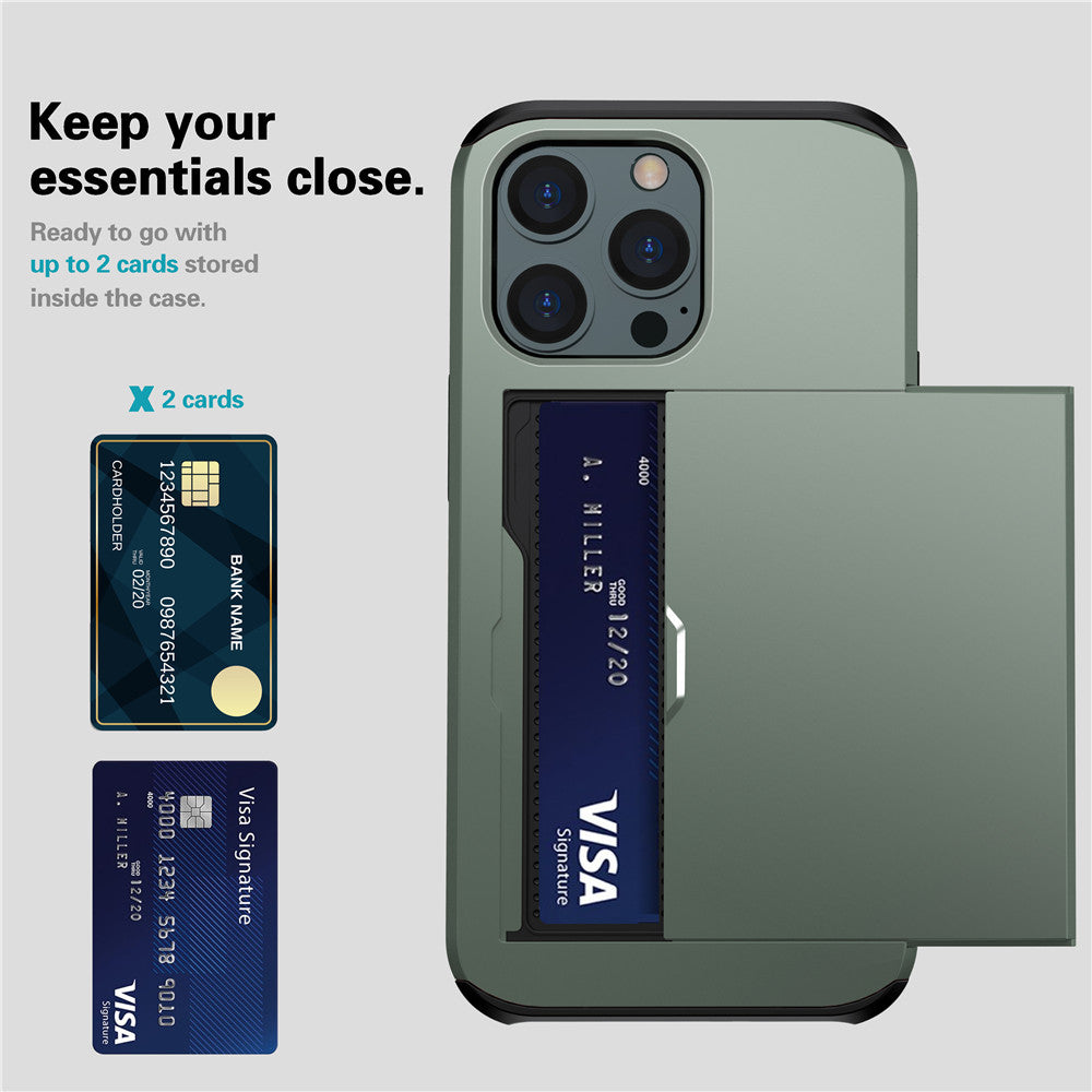 Premium iPhone Case Wallet MagSafe Compatible Dual Layer Slider Card Holder Shockproof Protective Cover Camera Lens Protection Slim Design