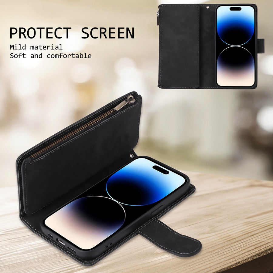 Premium iPhone Case Wallet MagSafe Compatible Leather Card Holder Magnetic Closure Shockproof Protective Cover Camera Lens Protection Slim Design