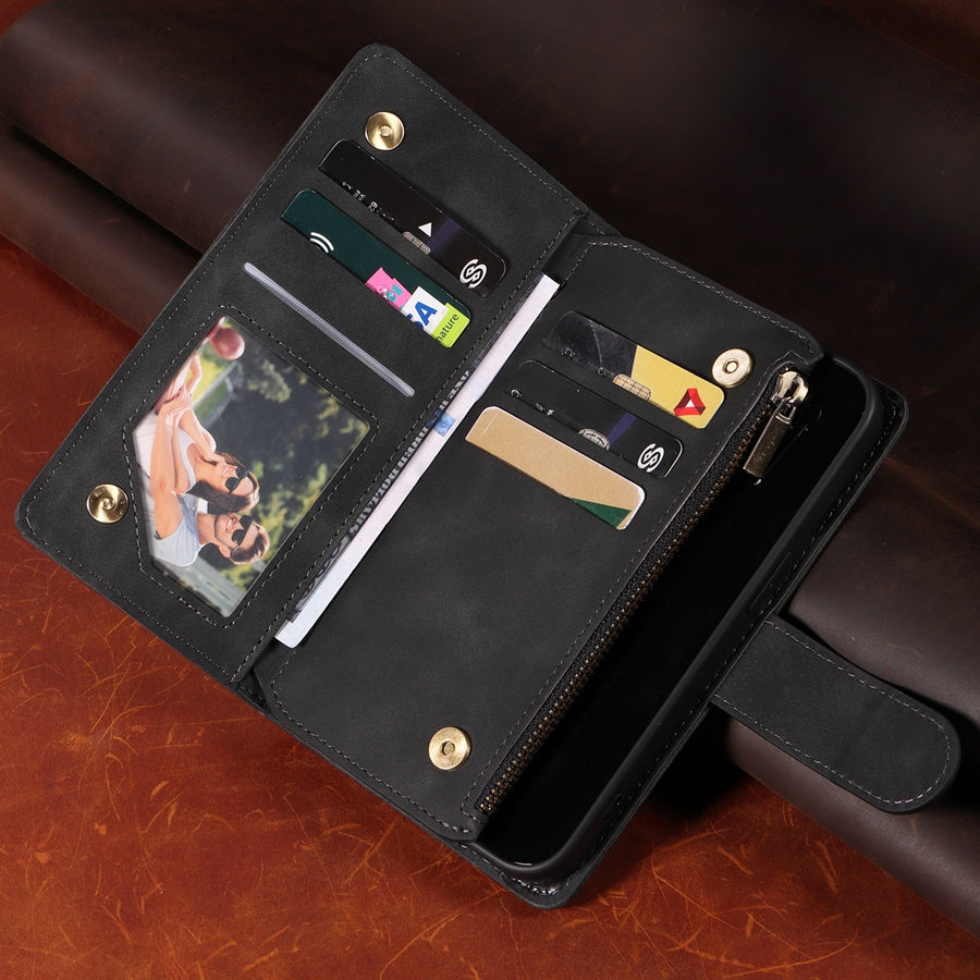 Premium iPhone Case Wallet MagSafe Compatible Leather Card Holder Magnetic Closure Shockproof Protective Cover Camera Lens Protection Slim Design