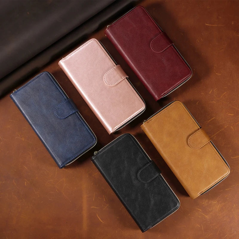 Premium iPhone Case Wallet MagSafe Compatible Leather Card Holder Magnetic Closure Shockproof Protective Cover Camera Lens Protection Slim Design