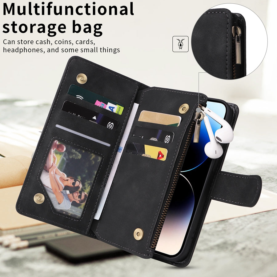 Premium iPhone Case Wallet MagSafe Compatible Leather Card Holder Magnetic Closure Shockproof Protective Cover Camera Lens Protection Slim Design