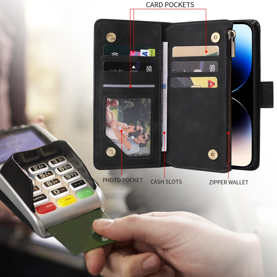 Premium iPhone Case Wallet MagSafe Compatible Leather Card Holder Magnetic Closure Shockproof Protective Cover Camera Lens Protection Slim Design