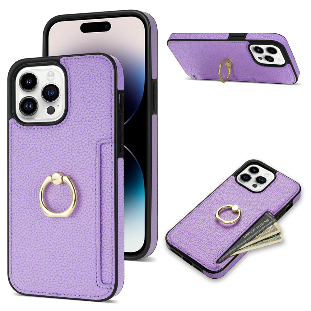 Premium iPhone Case Wallet MagSafe Compatible Leather Card Holder Ring Stand Shockproof Protective Cover Camera Lens Protection Slim Design