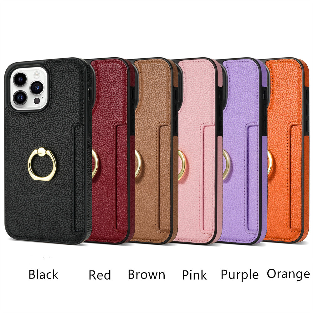 Premium iPhone Case Wallet MagSafe Compatible Leather Card Holder Ring Stand Shockproof Protective Cover Camera Lens Protection Slim Design