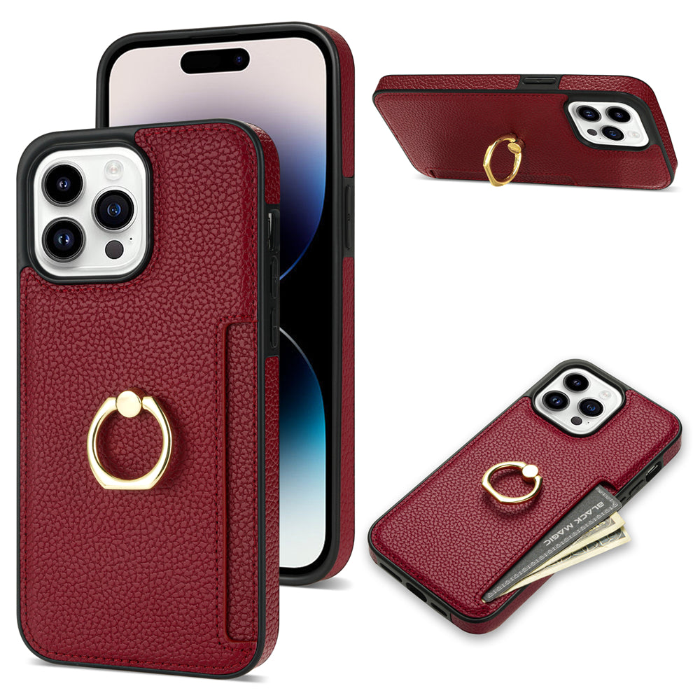 Premium iPhone Case Wallet MagSafe Compatible Leather Card Holder Ring Stand Shockproof Protective Cover Camera Lens Protection Slim Design