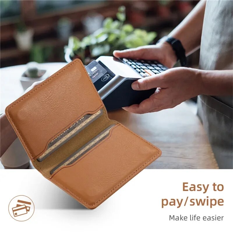 Premium iPhone Case Wallet MagSafe Compatible Leather Card Holder Shockproof Protective Cover Camera Lens Protection Slim Design