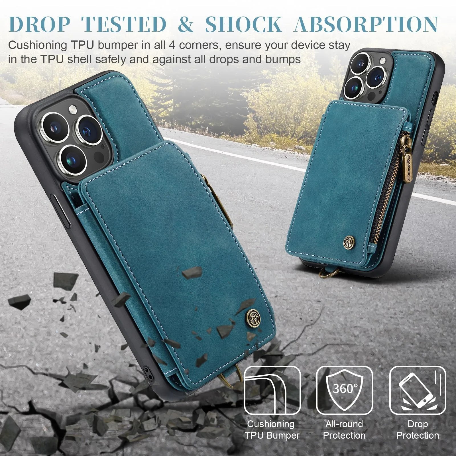 Premium iPhone Case Wallet MagSafe Compatible Leather Card Holder Stand Shockproof Protective Cover Camera Lens Protection Slim Design