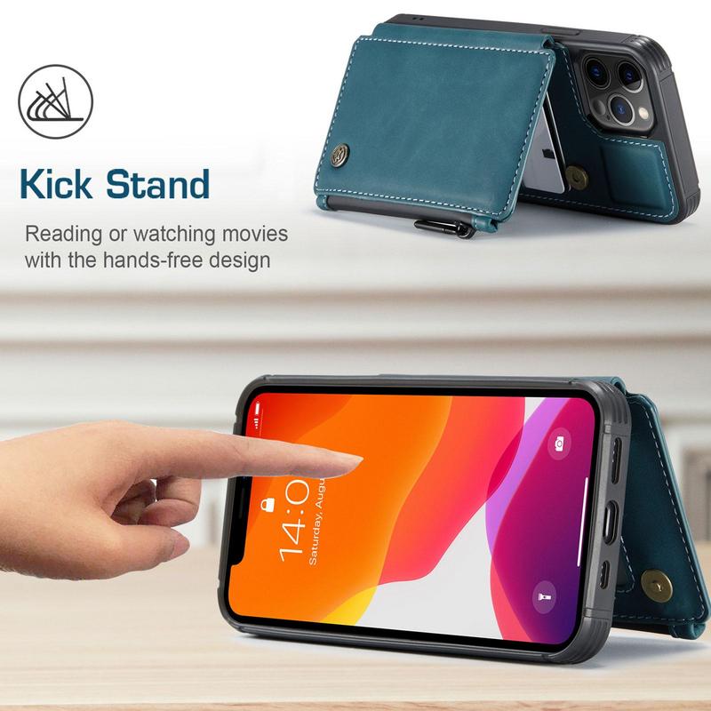 Premium iPhone Case Wallet MagSafe Compatible Leather Card Holder Stand Shockproof Protective Cover Camera Lens Protection Slim Design