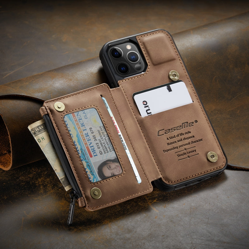 Premium iPhone Case Wallet MagSafe Compatible Leather Card Holder Stand Shockproof Protective Cover Camera Lens Protection Slim Design