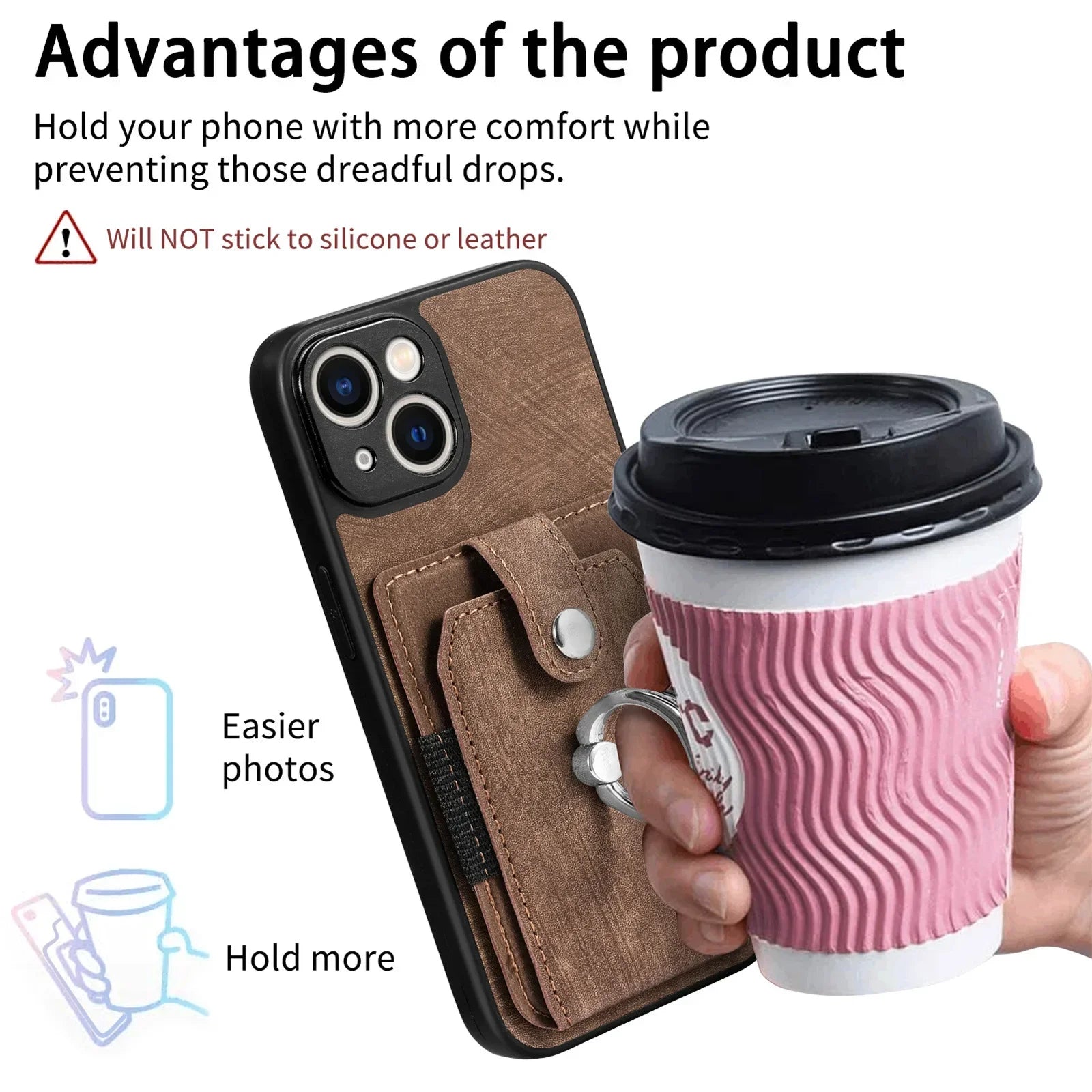 Premium iPhone Case Wallet MagSafe Compatible Leather Vertical Card Holder Ring Stand Shockproof Protective Cover Camera Lens Protection Slim Design