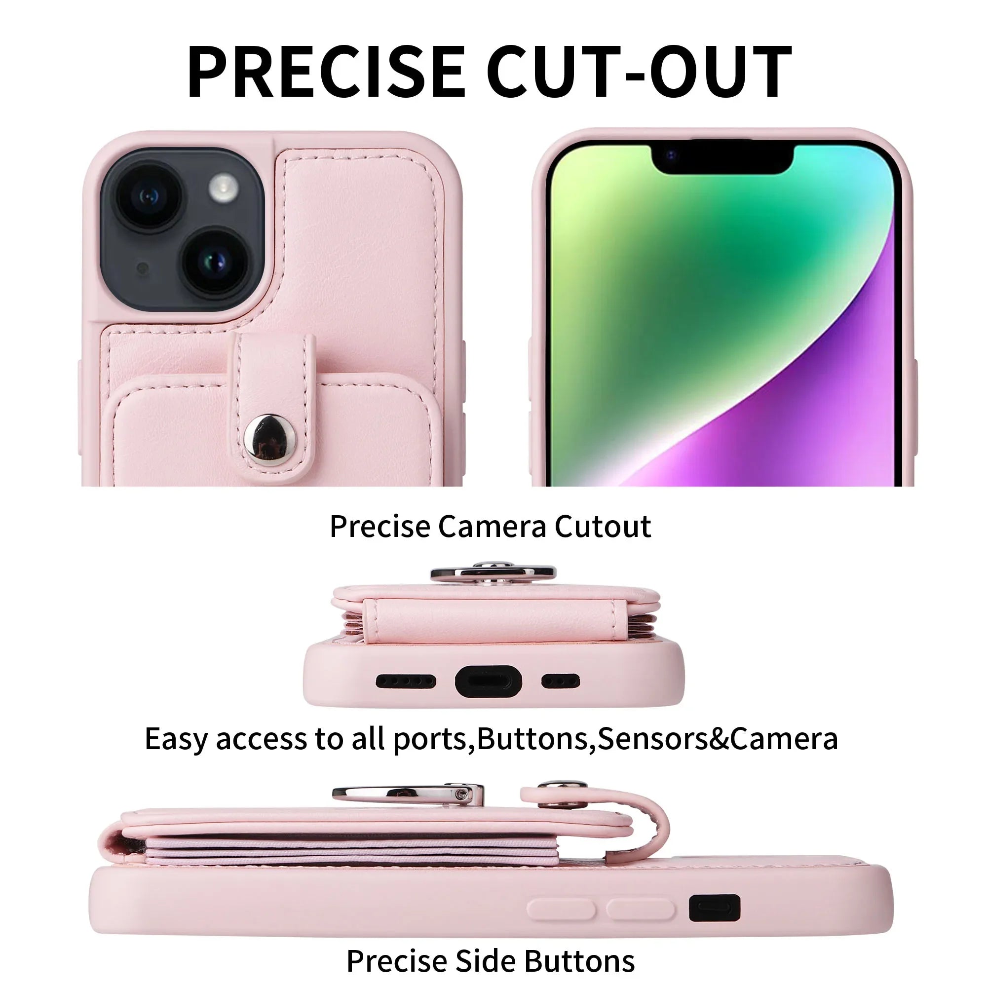 Premium iPhone Case Wallet MagSafe Compatible Leather Vertical Card Holder Ring Stand Shockproof Protective Cover Camera Lens Protection Slim Design