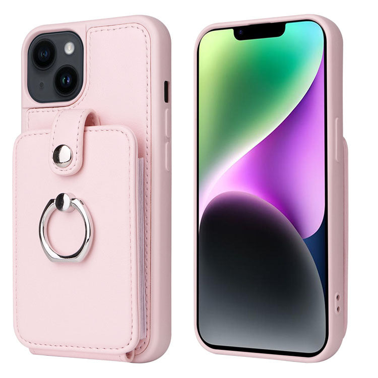 Premium iPhone Case Wallet MagSafe Compatible Leather Vertical Card Holder Ring Stand Shockproof Protective Cover Camera Lens Protection Slim Design