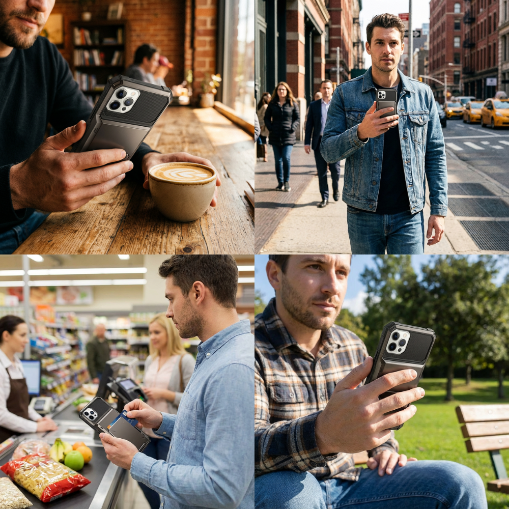 Premium iPhone Case Wallet MagSafe Compatible Magnetic Shockproof Protective Cover 4 Card Holder Camera Lens Protection Slim Design