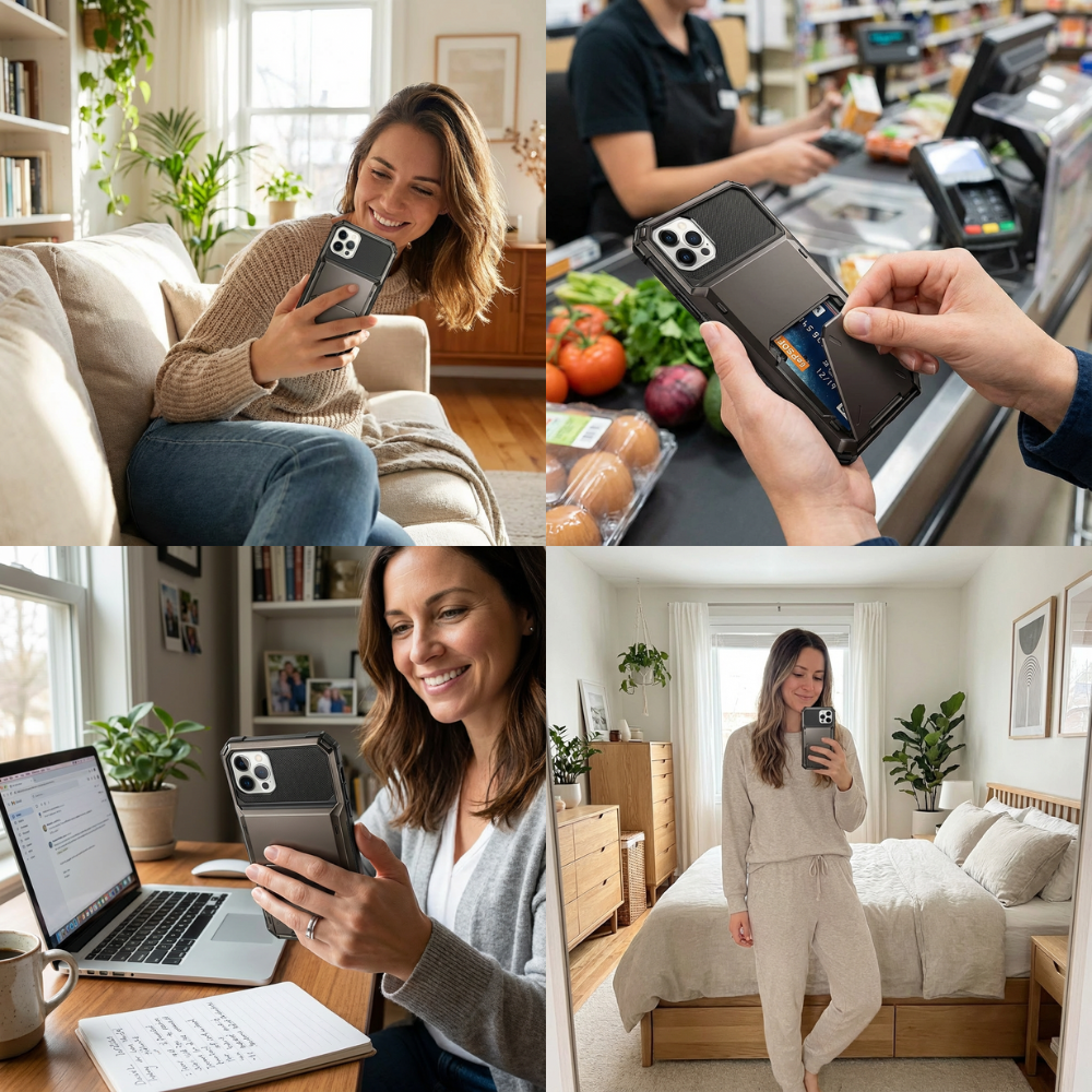 Premium iPhone Case Wallet MagSafe Compatible Magnetic Shockproof Protective Cover 4 Card Holder Camera Lens Protection Slim Design