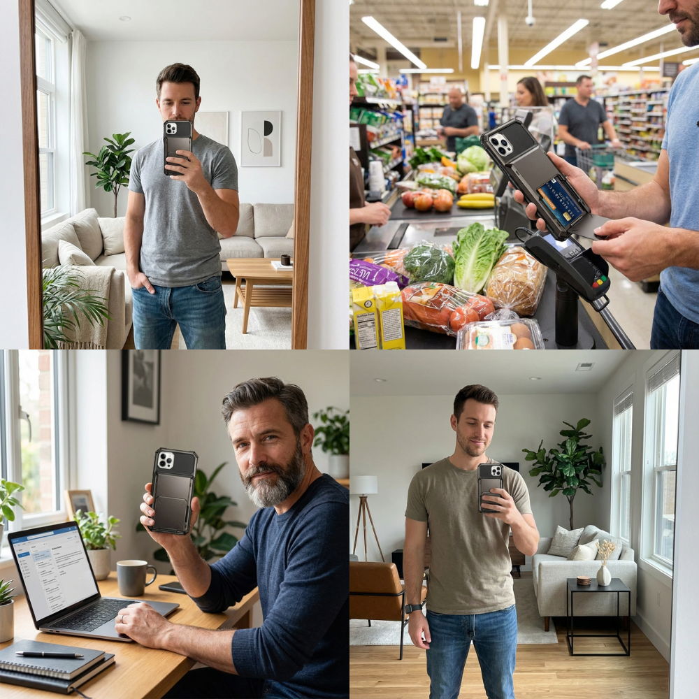 Premium iPhone Case Wallet MagSafe Compatible Magnetic Shockproof Protective Cover 4 Card Holder Camera Lens Protection Slim Design