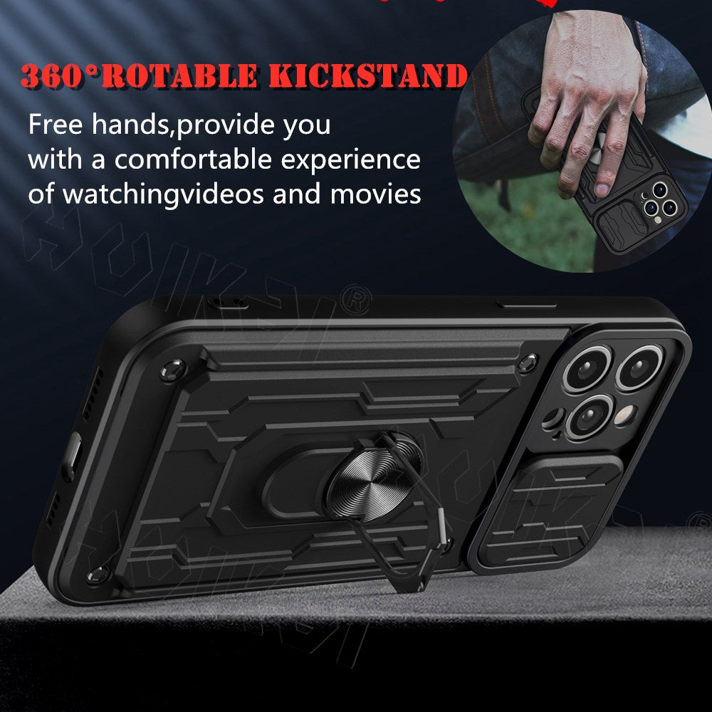Premium iPhone Case Wallet MagSafe Compatible Silicone Card Holder Ring Stand Shockproof Protective Cover Camera Lens Protection Slim Design