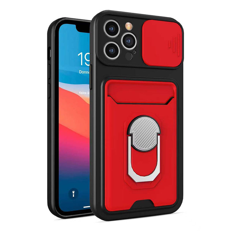 Premium iPhone Case Wallet MagSafe Compatible Silicone Card Holder Ring Stand Shockproof Protective Cover Camera Lens Protection Slim Design