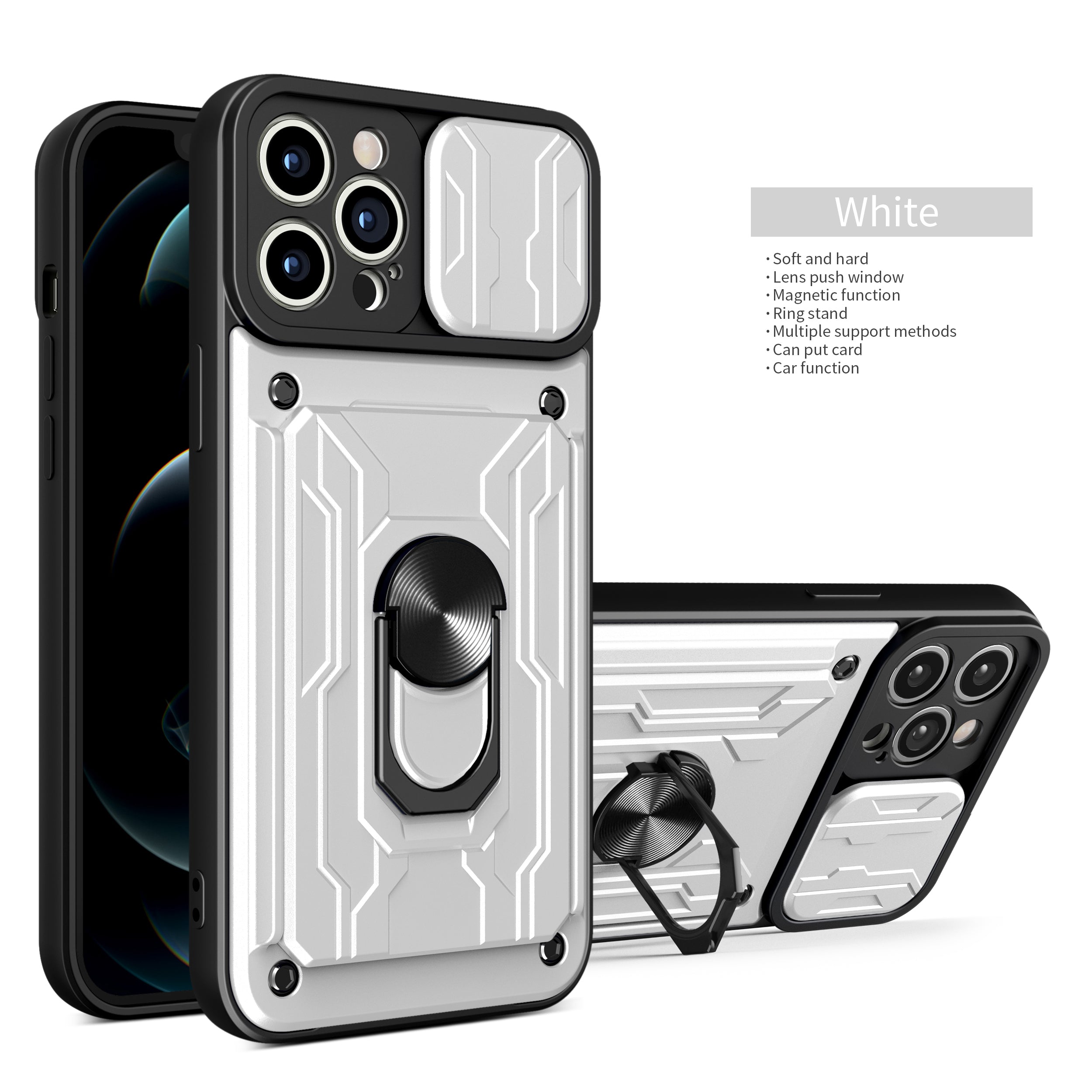Premium iPhone Case Wallet MagSafe Compatible Silicone Card Holder Ring Stand Shockproof Protective Cover Camera Lens Protection Slim Design