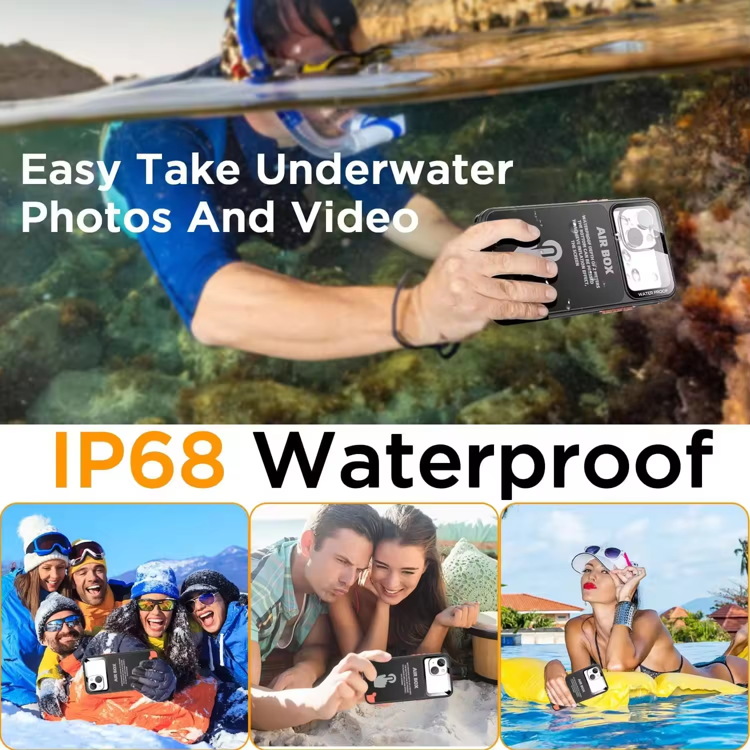 Premium iPhone Case Waterproof Shockproof Protective Cover IP68 Full Body Sealed Design Dustproof Underwater Protection Outdoor Use