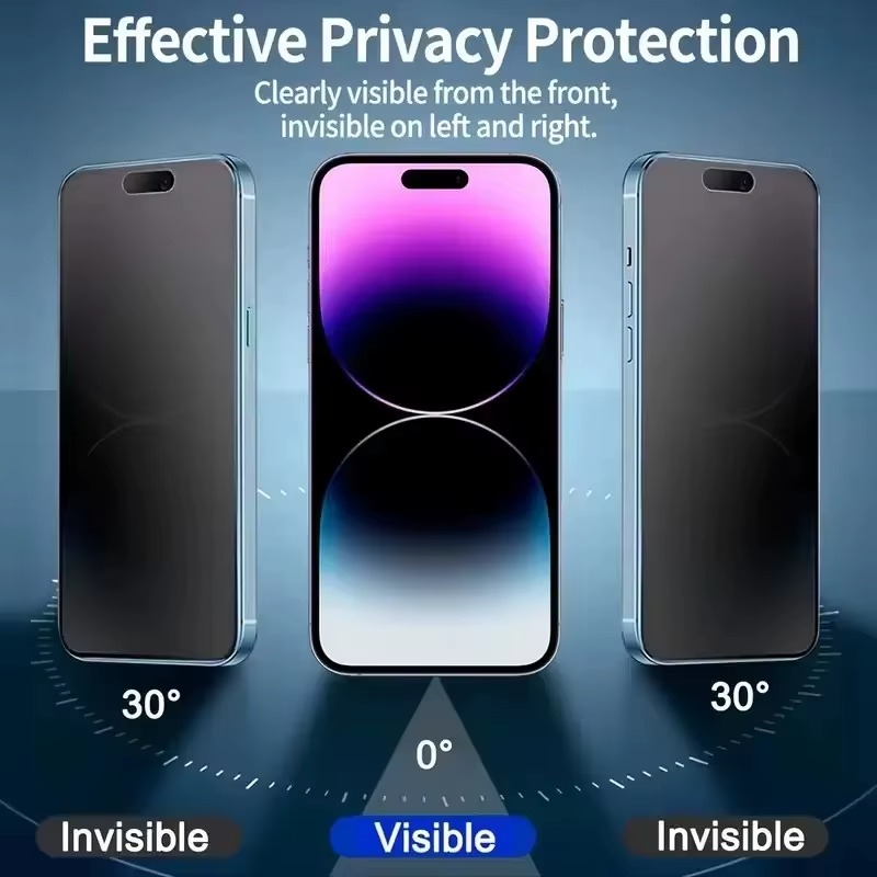 Premium iPhone Screen Protector Matte Privacy Anti Spy Tempered Glass Full Coverage Anti Glare Oleophobic Coating Easy Installation Frame