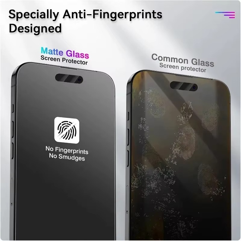 Premium iPhone Screen Protector Matte Privacy Anti Spy Tempered Glass Full Coverage Anti Glare Oleophobic Coating Easy Installation Frame