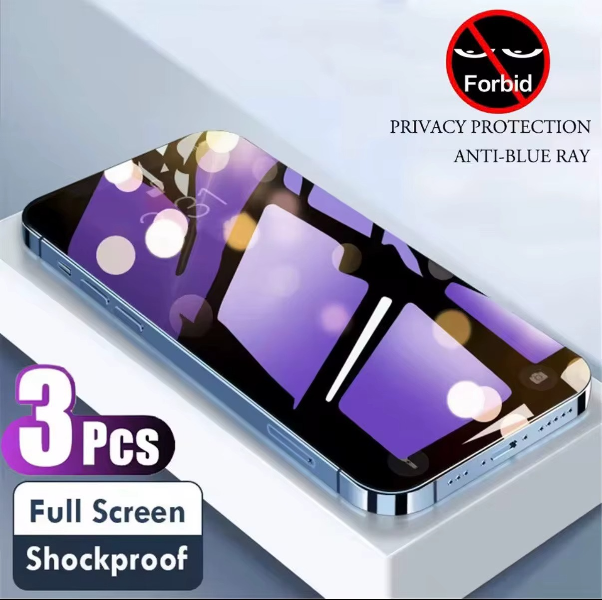 Premium iPhone Screen Protector Privacy Anti Spy Tempered Glass Full Coverage Anti Blue Light Scratch Resistant Protective Film
