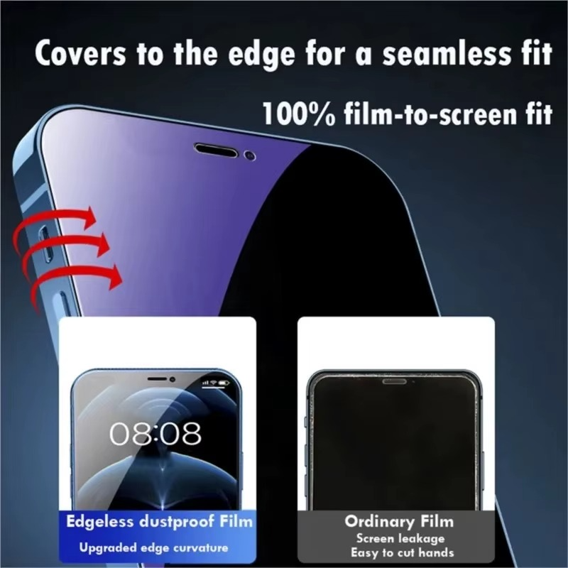 Premium iPhone Screen Protector Privacy Anti Spy Tempered Glass Full Coverage Anti Blue Light Scratch Resistant Protective Film