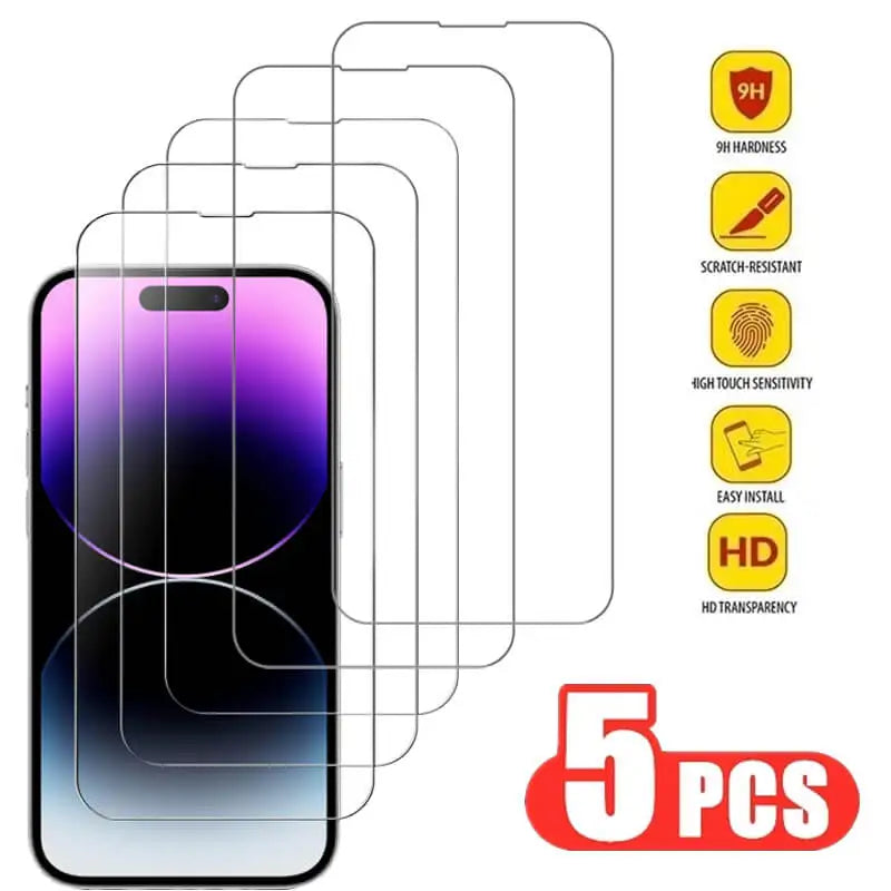 Premium iPhone Screen Protector Tempered Glass HD Clear Anti Fingerprint Scratch Resistant Bubble Free Shatterproof Ultra Thin Case Friendly