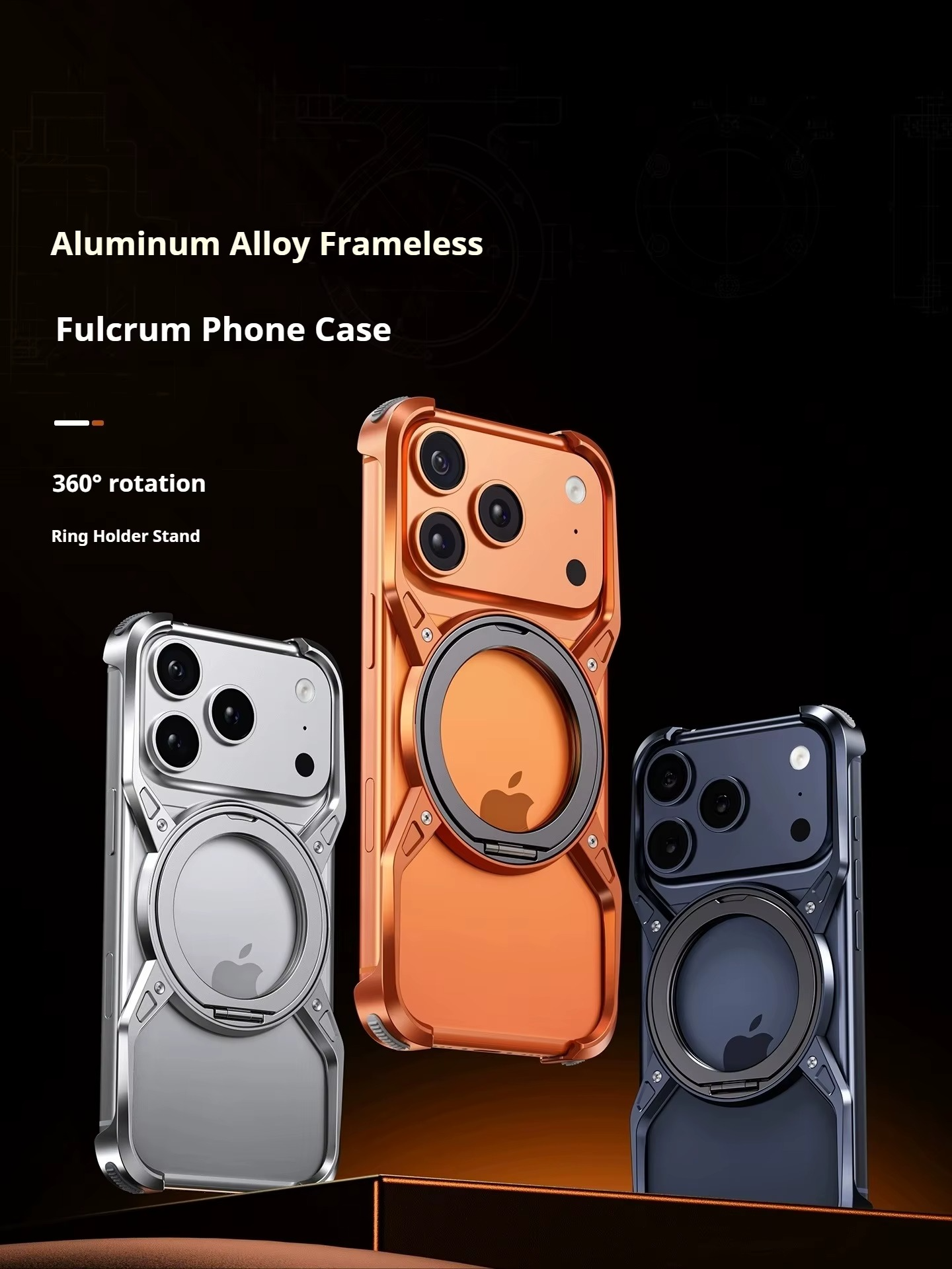 Premium iPhone Case MagSafe Compatible Magnetic Bumper Aluminum Alloy Frame 360° Rotating Ring Stand Shockproof Edge Protection Camera Lens Guard Slim Design
