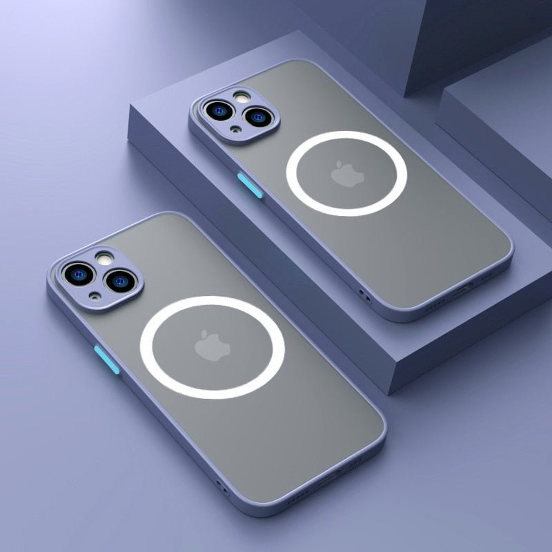 Luxury iPhone Case MagSafe Compatible Matte Shockproof Protective Cover Camera Lens Protection Slim Magnetic Design