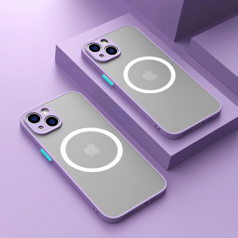 Luxury iPhone Case MagSafe Compatible Matte Shockproof Protective Cover Camera Lens Protection Slim Magnetic Design