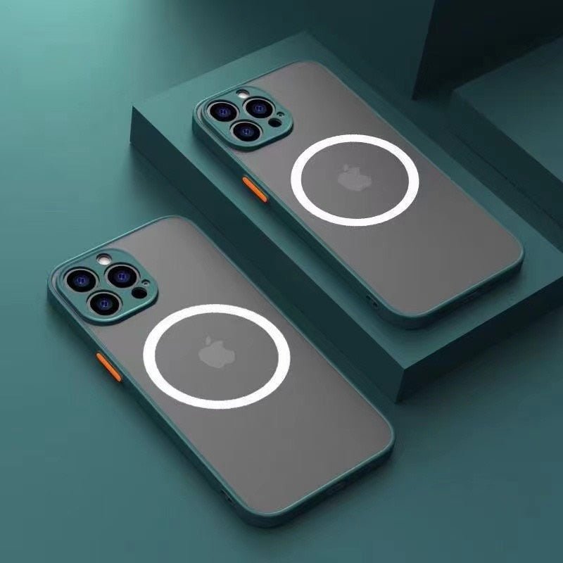 Luxury iPhone Case MagSafe Compatible Matte Shockproof Protective Cover Camera Lens Protection Slim Magnetic Design