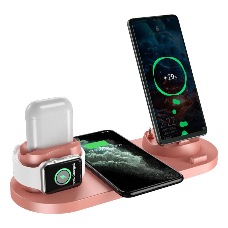 Premium 7-in-1 Wireless Charger Fast Charging Station Foldable Multi Device Charging Dock Smartphone Watch Earbuds Compatible