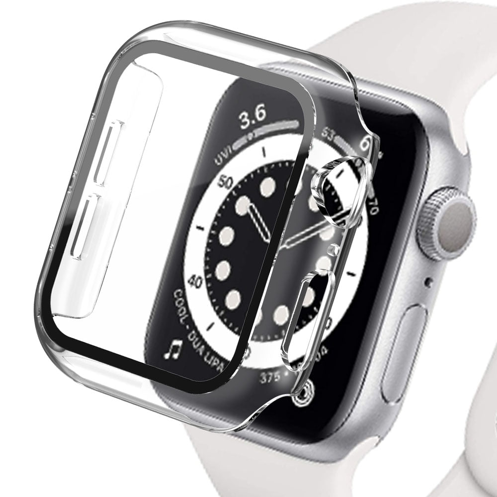 Premium Apple Watch Case Tempered Glass Screen Protector PC Bumper Shockproof Protective Cover Transparent Design