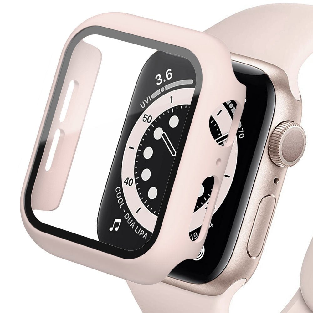 Premium Apple Watch Case Tempered Glass Screen Protector PC Bumper Shockproof Protective Cover Transparent Design
