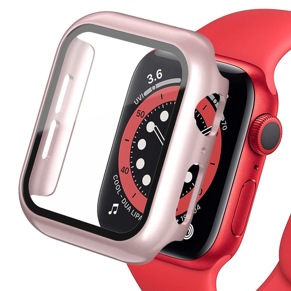 Premium Apple Watch Case Tempered Glass Screen Protector PC Bumper Shockproof Protective Cover Transparent Design