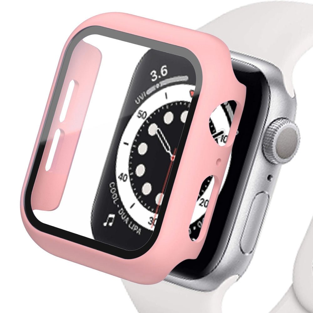 Premium Apple Watch Case Tempered Glass Screen Protector PC Bumper Shockproof Protective Cover Transparent Design