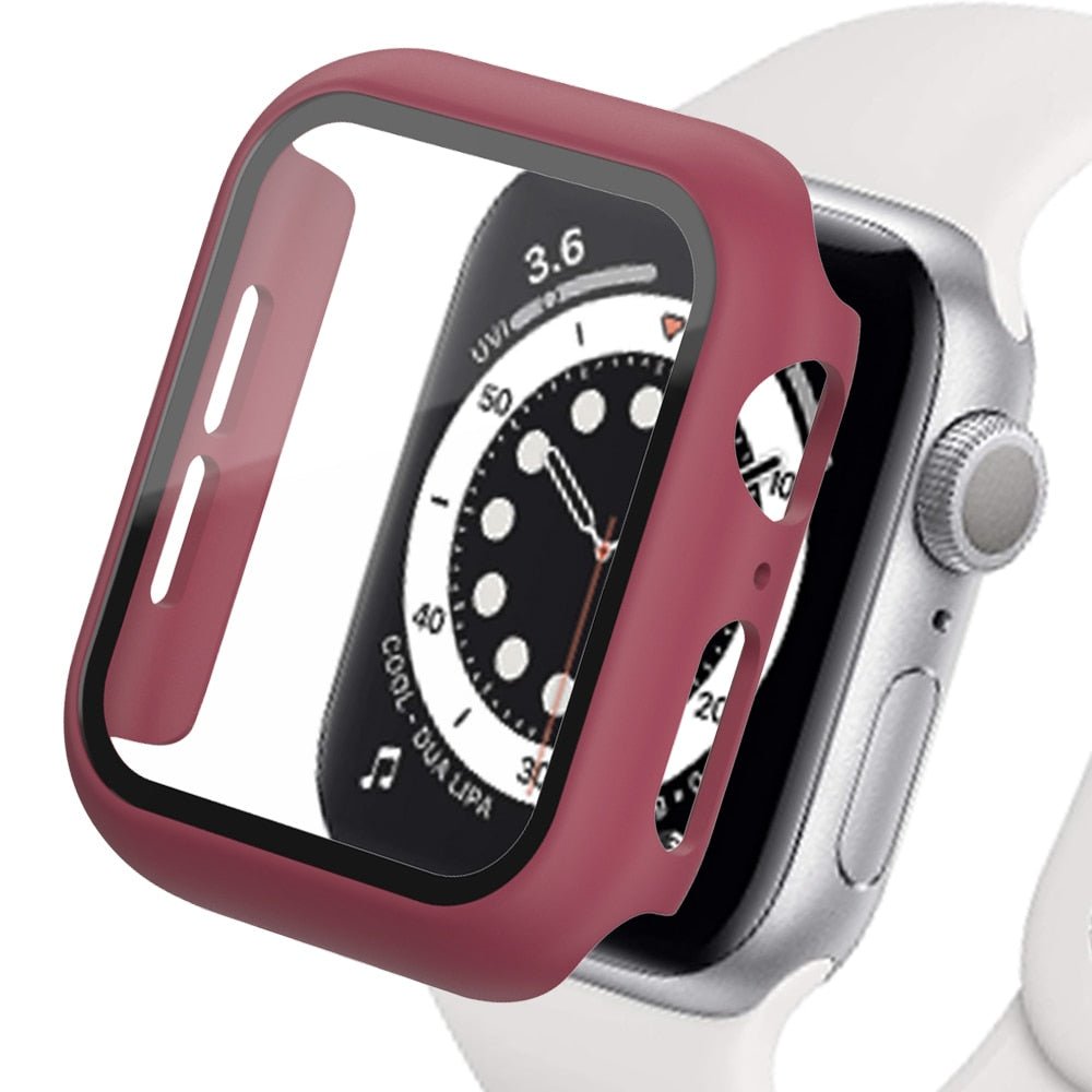 Premium Apple Watch Case Tempered Glass Screen Protector PC Bumper Shockproof Protective Cover Transparent Design