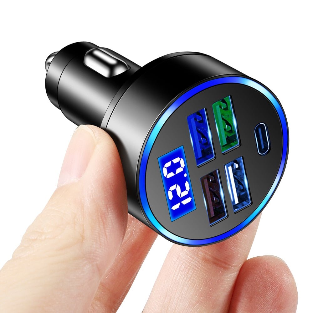 Premium Car Charger USB-C Multi Port Fast Charging Adapter 12V Socket Smartphone Compatible High Speed Charging