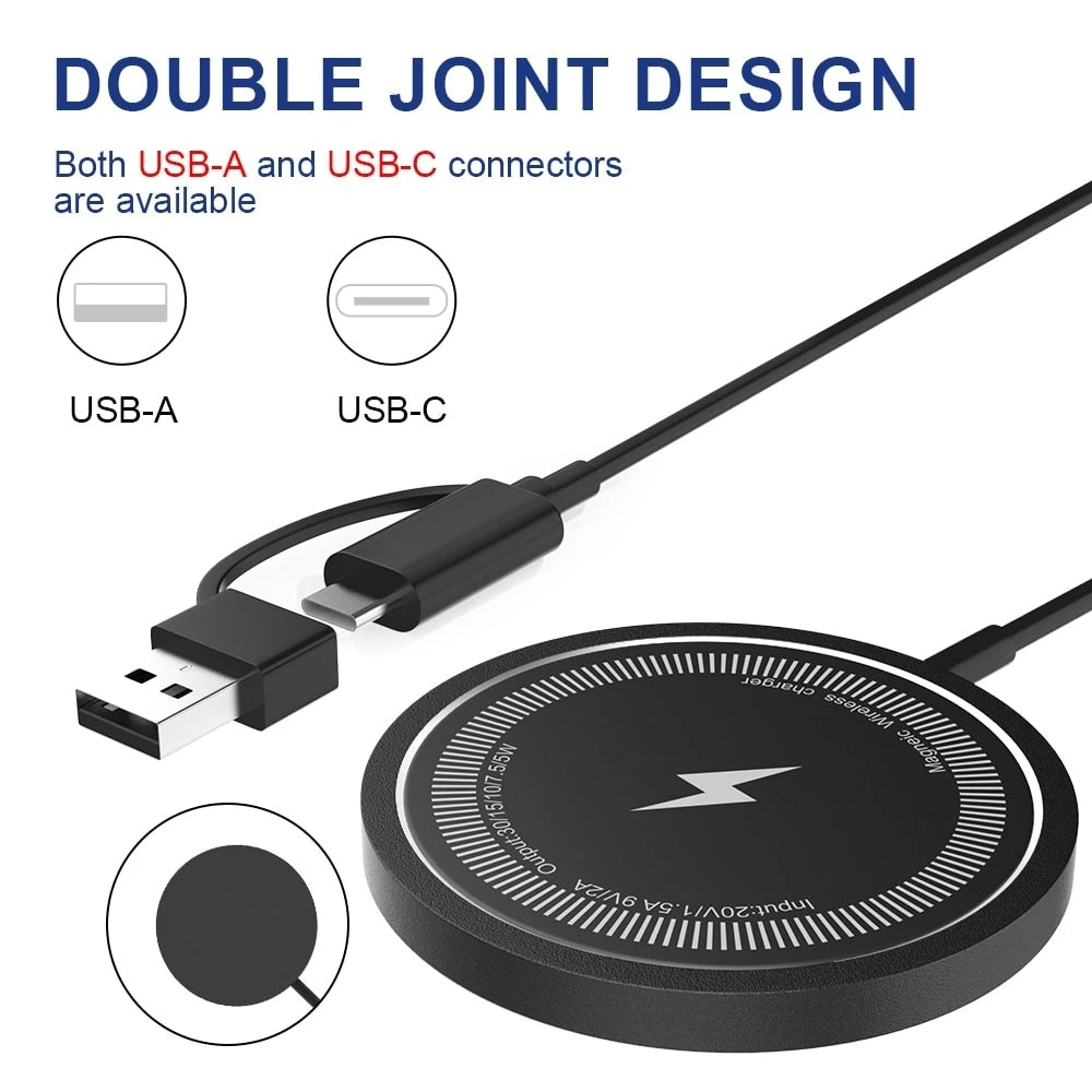 Premium Wireless Charger MagSafe Compatible 30W Fast Charging Magnetic Pad Slim Charging Dock Smartphone Earbuds Compatible