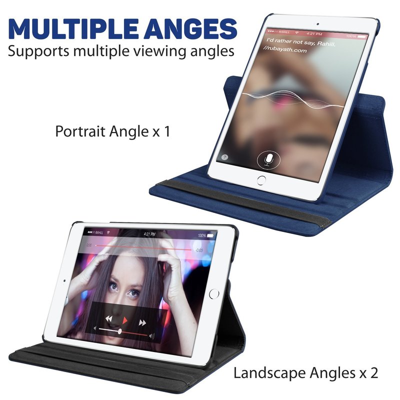 Premium iPad Case 360 Rotating Stand PU Leather Smart Cover Protective Tablet Case Multi Angle Viewing