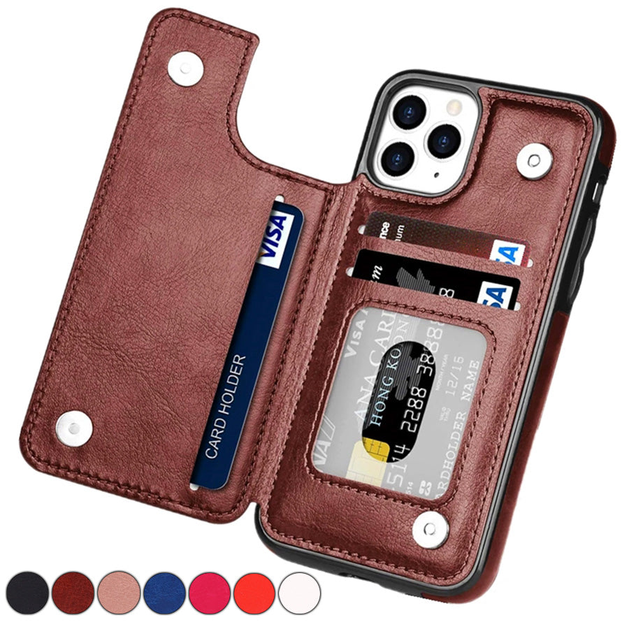 Premium iPhone Case Flip Wallet MagSafe Compatible Leather RFID Blocking Card Holder Magnetic Closure Shockproof Protective Cover Camera Lens Protection Stand Function